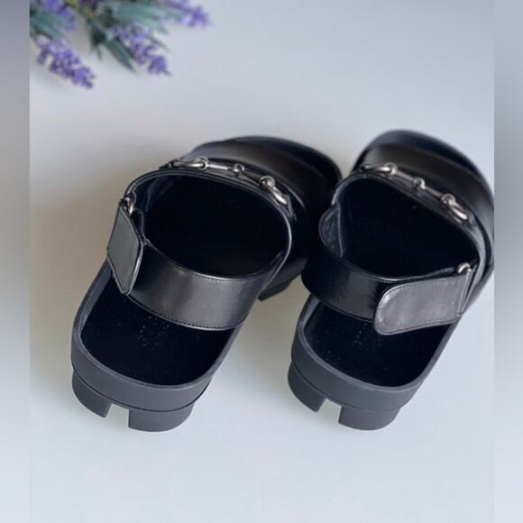 Gucci Black Leather Horse Bit Horsebit Greek Strap Sandals